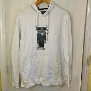 Karl Lagerfeld Graphic White Hoodie Size Large